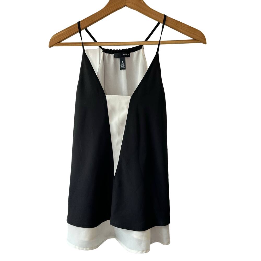 AQUA Black & White A-Line Tank Top Women's Size XS